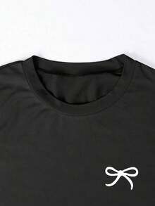 Camiseta ajustada con estampado de lazo para mujer, estilo versátil y elegante para el verano, vuelta al colegio, uso diario, fiesta, cita, que atrae mucha atención - Multicolor 9 - Ver 8