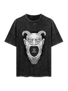 Camiseta Horror Tomb, ropa linda para entusiastas de los deportes, camiseta de anime de moda para hombre, camiseta de fitness, camiseta estampada, tops y ropa unisex, moda retro, cuello redondo, ropa de verano estampada, negro lavado. - Negro - Ver 3