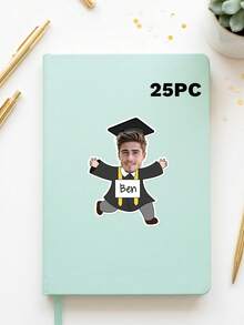 12/25/49pcs Custom Graduation Photo And Text Stickers, Personalized Graduate Face Stickers With Custom Name, Stickers For Graduation Decorations,Personalized Graduate Portrait Stickers For 2026 Graduation Party Decor - Multicolor - View 8