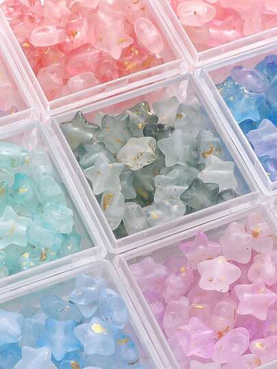 10g/Pack Elegant Glitter Star-Shaped Acrylic Beads Set - Shiny And Matte Finish, Multi-Color Mixed Loose Beads, Suitable For DIY Jewelry Making, Bracelets, Necklaces And Crafts