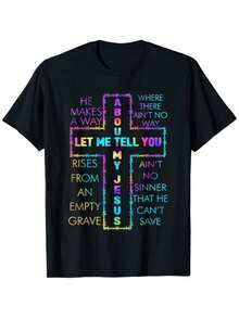 T-shirt tie-dye 100% coton << Laissez-moi vous parler de mon Jésus, de la Bible chrétienne et de Dieu » - Noir - Voir 1