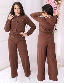 Women's Set: Pants And Jacket, Winter, Youth, Premium Casual - 鏽棕色 - 查看 6