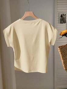 2 piezas de camisetas de manga corta con cuello redondo y hombros caídos, ligeramente transparentes, adecuadas para el verano - Multicolor 6 - Ver 4