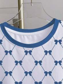 Camiseta de mujer de manga corta con cuello redondo y estampado de leopardo en bloques de color, para verano - Blanco 6 - Ver 3
