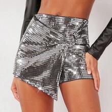 Metallic O-Ring Wrap Hem Mini Skort - Multicolor - Ver 5