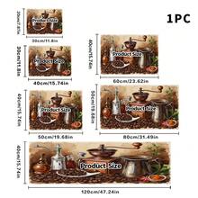 1pc Dish Drying Mat, Coffee Machine Mat, Vintage Style Coffee Beans & Hand Grinder Pattern Absorbent Draining Mat, Suitable For Dining Table And Cafe, Multi-Purpose Drainage Mat, Home Gift, Desktop Decor - XYLSD-333 - View 13