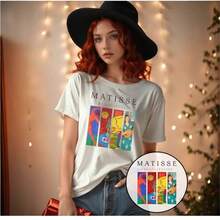 White Short-Sleeved Printed T-Shirt From A Retro Fashion Brand Made Of European And American Cotton, A New Loose-Fitting Summer Garment For Casual Wear With A Relaxed Style. - 白色 - 查看 4