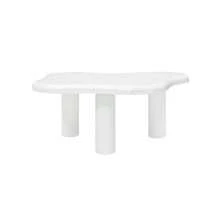 Cloud-Shaped Coffee Table With Marble Look, Modern Living Room Table With Rounded Edges, Sturdy Solid Wood Legs, Easy-Care Surface, Ideal For Living Room & Lounge - White - View 1