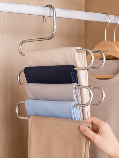 1 Giá Treo Quần Bằng Thép Không Gỉ, Nhiều Tầng Dày Dày, Kiểu Chữ S Chống Trượt Không Dấu Vết, Hoàn Hảo Để Sắp Xếp Quần, Váy, Quần Áo Và Các Loại Quần Áo Khác Trong Tủ Quần Áo Của Bạn, Thiết Kế Tiết Kiệm Không Gian
