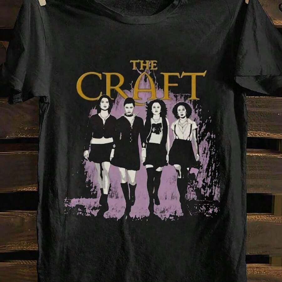 Simple And Versatile Design Women's T-Shirt The Craft Witch Movie Retro Style With Print Of The 4 Girls Black For Fans Of Film And Alternative Fashion Cotton T-Shirt - 黑色 - 查看 1