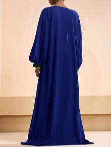 Conjunto de kimono y pantalones palazzo elegantes y casuales para la playa, 2026 - azul real - Ver 2