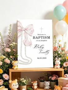 1 buah Papan Selamat Datang Baptisan, Papan Baptisan Bayi Laki-laki Perempuan, Dekorasi Baptisan, Acara Tonggak Sejarah Keagamaan, Stand Pajangan Pintu Masuk, Papan Baptisan Kustom, Papan Baptisan dengan Pita Bunga, Dekorasi Pesta Katolik Kristen, Papan Selamat Datang Komuni Pertama Tanpa Bingkai - MultiWarna - View 2