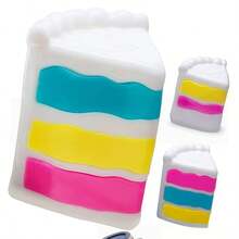 Juguete antiestrés de goma suave con forma de rebanada de pastel NeeDoh, juguete de apretón de rebote lento, regalo para niños y fiestas - Multicolor - Ver 3