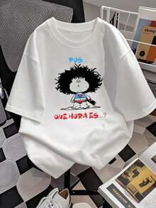 The Print Features A Female Face With Lips And A Heart-Shaped Bra, Accompanied By The Humorous Phrase "What Time Is It?", Conveying A Fun And Flirty Touch Ideal For Women With A Cheerful Attitude. This Women's T-Shirt Is 100% Cotton, Comfortable And Soft, Perfect For Everyday Wear And Casual Occasions. - 白色 - 查看 2