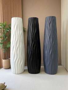1pc 58cm Floor-Standing Plastic Vase (White/Black/Gray), Minimalist Hydroponics Vase Suitable For Home Decor, European Style Dried Flower Vase, Living Room Decor Flower Vase, Glass Vase - 1PC - View 9