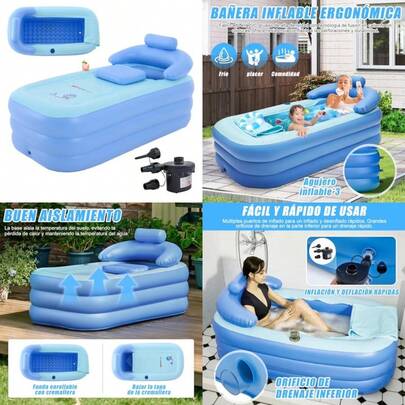 Tina de Baño Inflable 160 cm Grande y Plegable Bañera Inflable Adultos Mantiene la Temperatura Tina Inflable con Bomba Ideal para SPA en Casa y Baño de Hielo