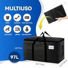Bolsas De Mudanza Extra Grandes Y Bolsas De Almacenamiento Con Correas, Cremalleras Y Asas, Bolsas Impermeables Para Mudanzas Y Almacenamiento Navideño , piezas(73X35X37cm - Negro02 - Ver 4