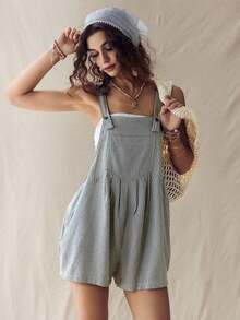 Mono de verano estilo boho, casual y versátil para mujer, con diseño de rayas al estilo western y rave - Verde - Ver 9