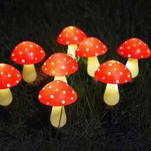 8个太阳能蘑菇灯，适用于户外花园装饰，8种模式蘑菇夜灯，适合花园小径、庭院、复活节、万圣节、圣诞节装饰，太阳能花园装饰品，太阳能花园小径灯 - 多色 - 查看 4