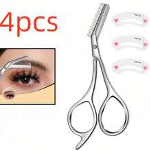 Tijeras de cejas portátiles de acero inoxidable, peine y cortador de cejas, cuchillo de recorte de cejas antiarañazos, herramienta multifuncional de aseo para peinar y recortar las cejas y la barba, una herramienta de cuidado de la belleza para recortar las cejas y el vello facial - Recortadores de cejas - Ver 8