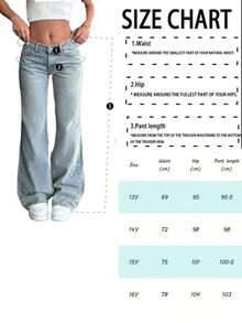 Jeans de unicolor versátiles y casuales para adolescentes/mujeres jóvenes - Azul - Ver 9