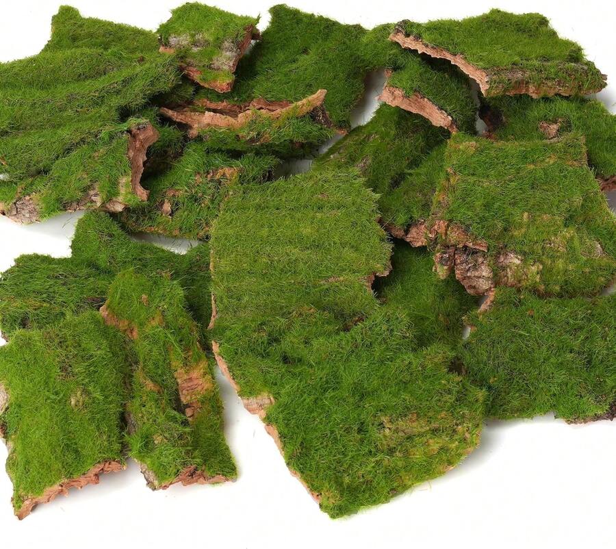 BYHER Assorted Artificial Moss Bark, Decorative Mossy Tree Bark For DIY Crafts, Fairy Gardens, Terrariums, Floral Arrangements (Realistic Green - 100gr) - ColorA - View 1