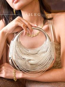Luxury Women's Party Prom Tassel Rhinestone Evening Clutch Box Bride Crossbody Bag,Perfect For Party,Wedding,Dinner/Banquet,Matching With Formal Dress - Multicolor - View 12