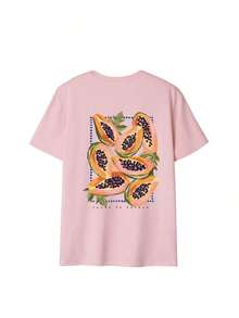 Set de 3 camisetas de manga corta con cuello redondo, de uso diario y casual, con estampado floral, simples y de moda para mujeres en verano - Blanco y albaricoque y rosa - Ver 8