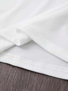 Camiseta de manga corta suave para mujer, estilo universitario urbano, con lindo estampado de animales coreanos, con etiqueta de talla, cómoda para deportes diarios y  de moda, Playera de manga larga para mujer - Lavable a máquina - Blanco - Ver 5