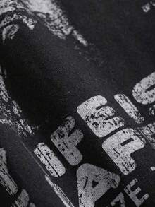 Women's Casual Black T-Shirt With Graphic Print, Round Neck, Short Sleeve Top, Regular Length Knit Fabric Summer Streetwear IJXS - 黑色 - 查看 9