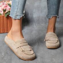 Women's Slip-On Loafers, Retro Flat Sandals, Versatile For School, Office, Casual Wear - Khaki - View 5