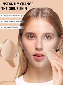 18 PIEZAS Juego de herramientas de maquillaje que incluye: 1 diadema + 2 correas para tazón de mano + 6 esponjas de maquillaje + 6 borlas de polvo triangulares + 3 esponjas de limpieza facial - Multicolor - Ver 6