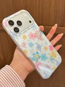 彩色百合花 3D 適用於 iPhone 16/17 Pro Max/ 15 Pro 手機殼，女性防摔創意新款保護套 - 白色 - 查看 4