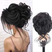 Messy Bun Hair Women Chignon Wig Piece Tousled Updo Air Extensions With Elastic Hair Bands Curly Hair Bun - Multicolor - View 15