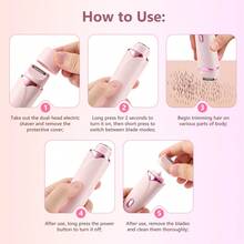 Hailicare 2合1女性私密處修剪器，無痛電動剃毛器 IPX7 防水乾濕兩用，雙刀片身體修剪器適用於比基尼區、腋下、腿部，可充電可拆卸可水洗刀頭，女性禮物 - 粉色 - 查看 7