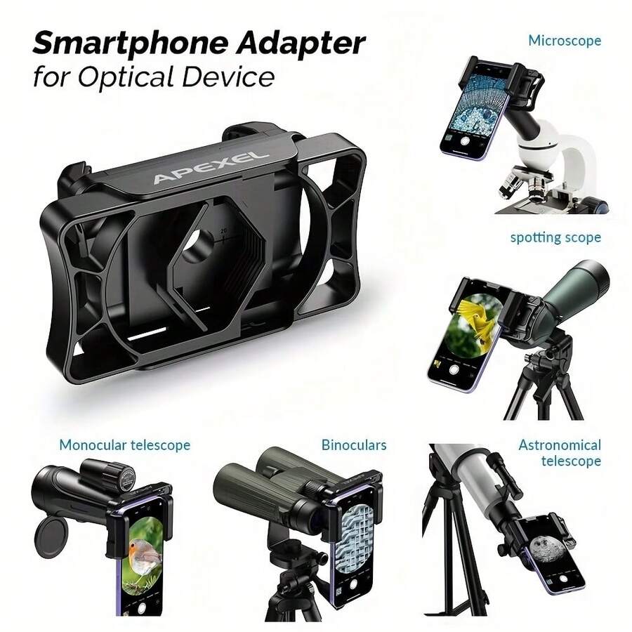 Universal Smartphone Adapter Clip For Binoculars, Telescope Eyepiece Connector, Multi-Functional Lens Clip For Smartphone Photography - Fits Any Android/IOS Phone Model