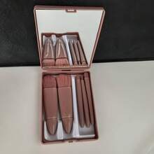 Travel Friendly 5-Piece Portable Mini Makeup Brush Set, With Mirror And Storage Box - Soft Fiber Bristles, Suitable For Powder And Eye Shadow, Professional Beauty Tools - Multicolor - View 1
