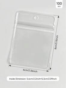 100入加厚透明PVC塑料珠寶袋，抗氧化掛孔夾鏈密封袋，可重複使用自封式珠寶拉鍊袋，適用戒指、耳環、項鍊、珠子、胸針、硬幣，旅行收納必備小配件派對禮品袋 - 無色 - 查看 13