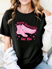 Camiseta Vintage "No te enamores de mí" para el Día de San Valentín, Calcetines Antideslizantes, para Enfermeras, PCT, CNA - Camiseta de Manga Corta Casual de Cuello Redondo 100% Algodón para Mujer, para Primavera y Verano - Camiseta con Estampado Gráfico para Amantes del Deporteropa de calor mujer - Negro - Ver 7