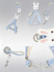 1 Set Anti-Escape Cute Rabbit Decor Plaid Leash & Harness - Multicolor - View 6