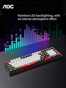 AOC Wired Gaming Keyboard, With Rainbow LED Backlight, 102-Key Full-Size Layout, 1000Hz High Refresh Rate, 26-Key Anti-Ghosting, USB Keyboard For PC Laptop Gaming & Office - View 8