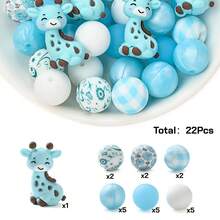 22/24/25pcs Colorful Animal Silicone & Acrylic Beads Set, DIY Jewelry Making Bracelet Necklace Phone Charm & Bag Decor Craft Supplies - Multicolor - View 27