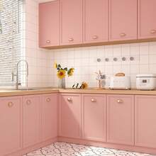 1 Cuộn Giấy Dán Tường Màu Hồng Nhạt, Chống Thấm Nước, Kích Thước 15.7in X 118in, Loại Giấy Dán Tự Dẹp, Dùng Cho Tủ, Tường, Đồ Nội Thất & Tự Làm - Bột san hô - Xem 5