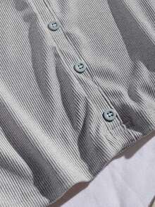 Blusa sin mangas con cuello polo y escote en V para mujer, de estilo casual y chic para la calle, en color marrón - Gris Claro - Ver 5