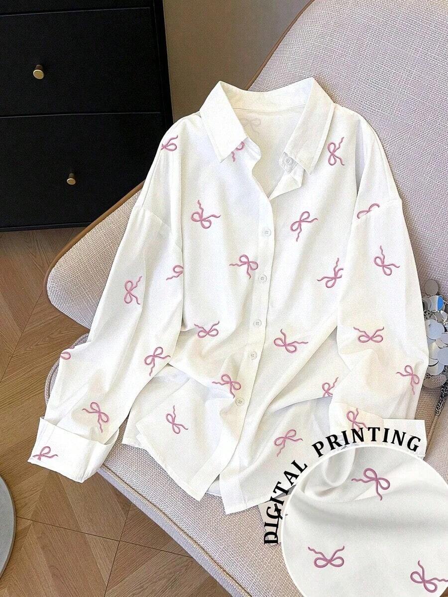 Camiseta holgada de manga larga de unicolor con un solo pecho para mujer - Multicolor 8 - Ver 1