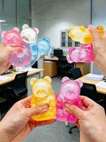 Jelly Color Teddy Bear Squeeze Toy, Soft Silicone Slow Rebound Stress Relief Toy, Party Favors, Stress Relief Toy, Creative Shaped Toy, Holiday Gift - Multicolor - View 7