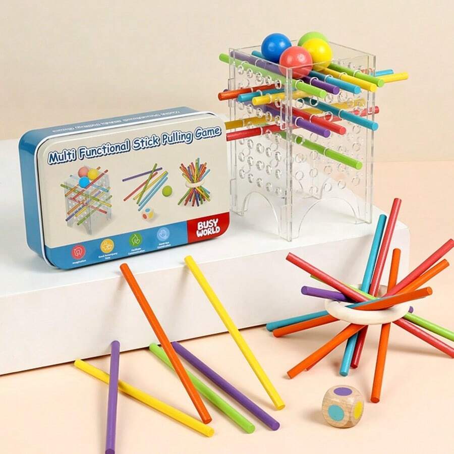 Children's Wooden Stick Balancing Game, Cognitive Training, Shape Matching Interactive Tabletop Toy, Early Education - 彩色 - 查看 1