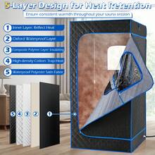 GOFLAME Large Steam Sauna Box 88 X 88 X 180 CM Sauna Tent With 3L Fast-Heat Steamer 15-Level Temperature Home Spa With Remote Control Foldable Chair & Mat - Blue - View 7