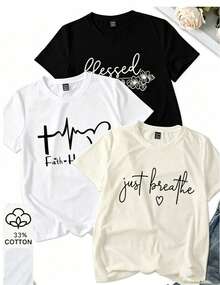 de Prenda individual, no un conjunto de 3 piezas, 1 piezas/set de camisetas de manga suitable for streetwear, Top oversized cuello redondo daily outings, camping, concerts, hip-hop, rock, and rap events Tres camisetas de manga corta de cuello redondo de mujer de edición limitada vendidas a pérdida. Adecuado para usar en primavera, verano, otoño e invierno. Camiseta de hombre, estilo pareja, camiseta de verano. Tacto suave y cómodo, adecuado para actividades de fitness, uso diario, vacaciones, escuelas, oficinas, reuniones y otros escenarios. Negro, blanco, beige. - Negro - Ver 1