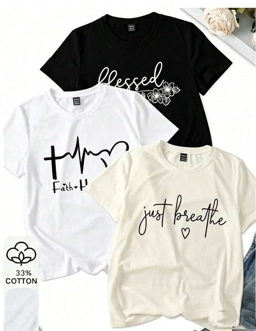 de Prenda individual, no un conjunto de 3 piezas, 1 piezas/set de camisetas de manga suitable for streetwear, Top oversized cuello redondo daily outings, camping, concerts, hip-hop, rock, and rap events Tres camisetas de manga corta de cuello redondo de mujer de edición limitada vendidas a pérdida. Adecuado para usar en primavera, verano, otoño e invierno. Camiseta de hombre, estilo pareja, camiseta de verano. Tacto suave y cómodo, adecuado para actividades de fitness, uso diario, vacaciones, escuelas, oficinas, reuniones y otros escenarios. Negro, blanco, beige. - Negro - Ver 1